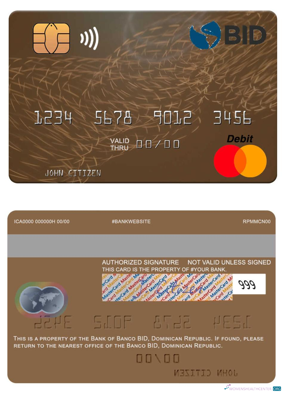Download Dominican Republic Banco BID mastercard Photoshop template